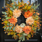wreathqueen front door display showing warm autumn welcome