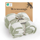 WRENSONGE front view of checkered throw showing full pattern and cozy look