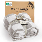 WRENSONGE front view of checkered throw on couch showing pattern and comfort
