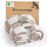 WRENSONGE front view of throw blanket showing check pattern and cozy appeal