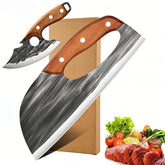Wruhamd cleaver front view showing blade shape and clean edge benefit
