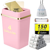 WSBArt pink trash can front view showing compact design and lid benefit