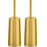Wsedor gold stainless steel brush and holder front view showing elegant design and tidy storage