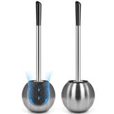 Wsedor front view of brush and holder set showing sleek stainless finish and compact footprint