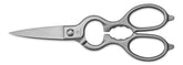 Wüsthof front view showing brushed stainless shears and ergonomic handle for comfort