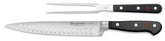 Wüsthof Classic carving set front package showing knife and fork, showcasing premium quality