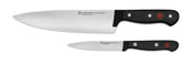 Wüsthof two-piece set front view showing black handles and blades for versatile cooking