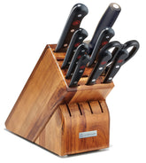 Wüsthof front view of 10-piece knife block set showing organized storage and quick access