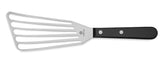 Wüsthof offset slotted spatula front view showing slim blade and handle for precise control