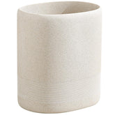 WUUAHOME front view of beige stone-look bin showing elegant modern design and tidy appearance