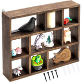 WUWEOT front view showing rustic nine-slot shelf and organized display benefit