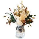 WXQX front view of bouquet showing cream and green palette and instant decor appeal