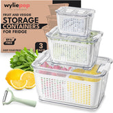 Wyliepop front view with packed fridge showing organized produce and freshness