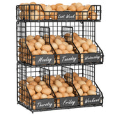X-cosrack front view showing three stacked baskets and space-saving benefit
