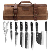 XCHIEF PRO front view of full knife set in bag showing portability and organization