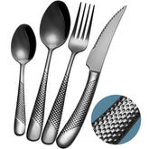 Xideman front view of 16-piece set showcasing black hammered finish and complete service
