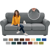 XINEAGE front view of slipcover on sofa showing neat tailored look and protection