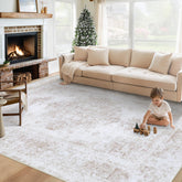 XLUEZ front view showing medallion pattern and neutral beige, enhances room style