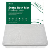 XMarrat front view of stone bath mat showing slim profile and modern look, improves bathroom safety