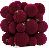 XmasExp burgundy velvet ornaments front packaging showing set benefits