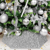 XmasExp front view of silvergrey sequin collar showing clean base coverage