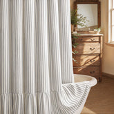 XOGUIBO cream-grey stripe front view showing calm farmhouse style