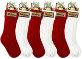XOYTN front view of six red and white stockings showing coordinated set and storage benefit