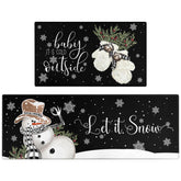 Xsinufn front view of set showing festive snowman design and sizes