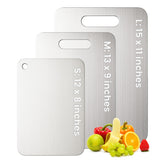 XTBSE titanium cutting boards front view showing set of three and durable finish