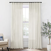 XTMYI front view of cream panels showing neat drape and modern look