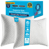 Xtreme Comforts front view of two standard pillows showing plush, adjustable comfort