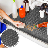 Xtreme Mats front view of grey undersink mat showing full coverage and protection