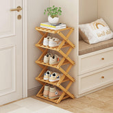 XZXWZX front view of 5-tier bamboo shoe rack showing organized footwear and neat storage benefit