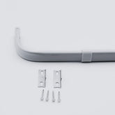 Yafa Home Fashion front packaging showing white adjustable rod and included hardware benefits easy setup