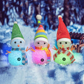 YAKii front view of three snowmen set shows festive glow and easy display benefit