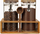 Yangbaga front view of glass canisters showing clean countertop organization