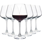YANGNAY front view of six clear Burgundy glasses showcasing elegant design and clarity