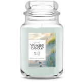 Yankee Candle Beach Walk large jar front view showing coastal label and sturdy glass