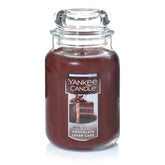 yankee candle front view showing jar and rich chocolate scent for warm ambiance
