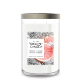 Yankee Candle front view showing tumbler and white spruce grapefruit aroma benefits