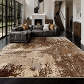 Yarooge front view brown abstract rug showing modern design and quick room refresh benefit