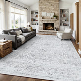 Yarooge front view of 8x10 rug showing vintage floral design and versatile styling benefit