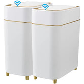Yatmung front view of both compact bins showing elegant white and gold design beneficial for stylish spaces