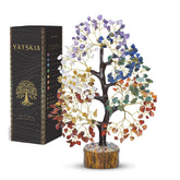 YATSKIA front view of chakra tree showing all seven gemstone colours and wooden base