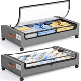 Yecaye front view of two under bed storage containers showing organization benefit
