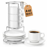 Yedio front view packaging showing full espresso set and compact stand benefit