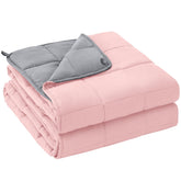 yescool front view of pink grey blanket showing neat edges and color contrast, highlights style