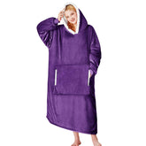 yescool front view deep purple wearable hoodie showing full coverage and cozy fit