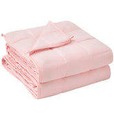 yescool front view of pink 60x80 queen weighted blanket showing neat finish and style