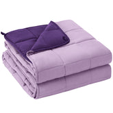 yescool purple weighted blanket front view shows full queen coverage and calming color